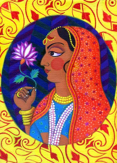 Maharani with White and Pink Flower by Jane Tattersfield