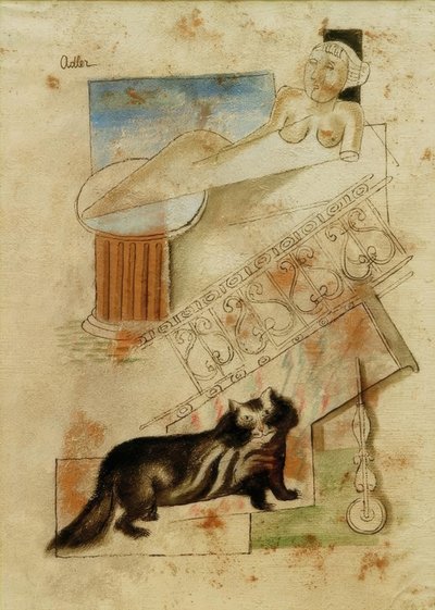 Cat and Floating Virgin by Jankel Adler