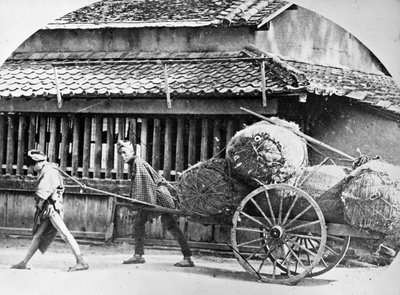 Hand-drawn Cart, Japan, c.1860s by Japanese Photographer