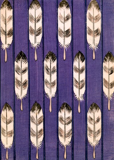 Feathers on a Lavender Background by Japanese School