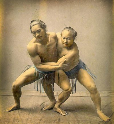 Sumo wrestlers, c.1880 by Japanese School