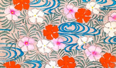Woodblock Print of Carnation Flowers by Japanese School