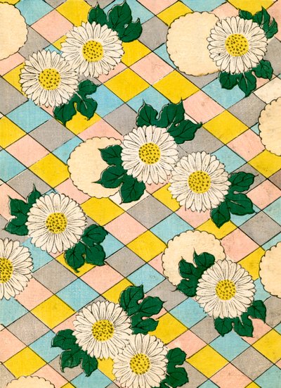 Colour Woodblock Print of Chrysanthemum Blossoms by Japanese School