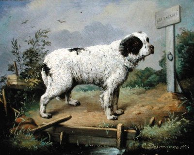 A Newfoundland on an Embankment by Jean Baptiste Desgrange