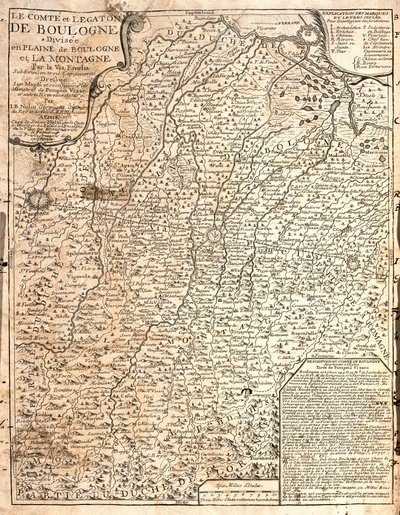 Map of County of Boulogne, France by Jean Baptiste Nolin