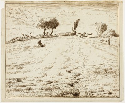 Landscape - Hillside in Gruchy, Normandy by Jean Francois Millet