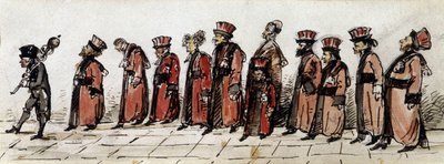 Doctors parade, drawing by Charcot. by Jean Martin Charcot