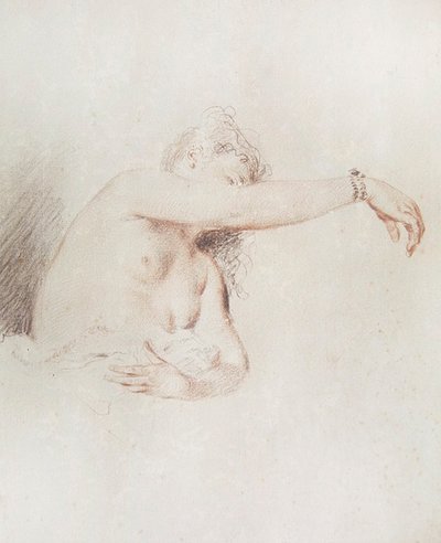 Nude Woman with Her Arm Raised by Jean Antoine Watteau