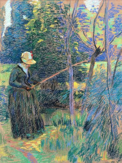 Madame Guillaumin fishing by Jean Baptiste Armand Guillaumin