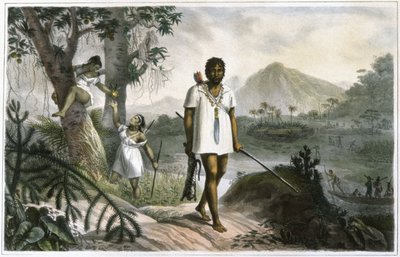 Amazonian Indians chasing by Jean Baptiste Debret