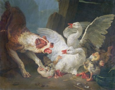 A Dog Attacking Geese by Jean Baptiste Huet