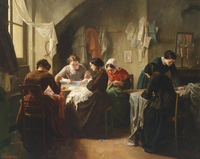 Breton Seamstresses by Jean Baptiste Jules Trayer