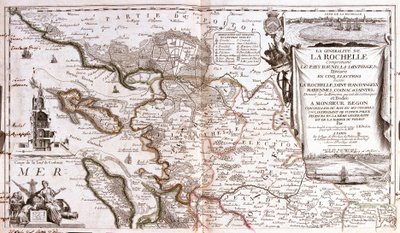 Map of Poitou-Charentes (France) (engraving) by Jean Baptiste Nolin