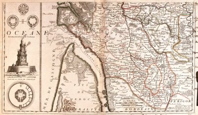 Map of Aquitaine (France) by Jean Baptiste Nolin