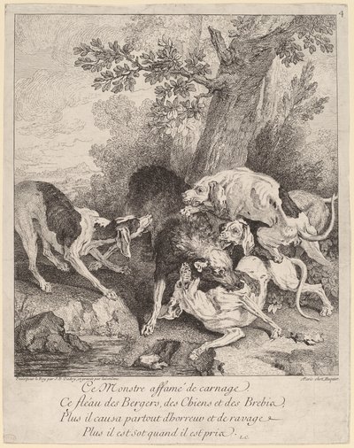 A Wolf Attacked by Dogs by Jean Baptiste Oudry