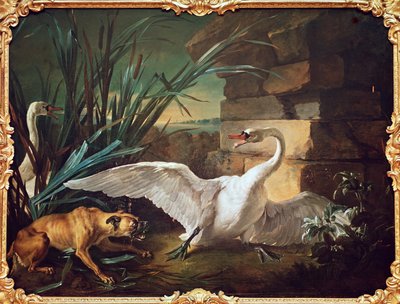 Dog and Swans by Jean Baptiste Oudry