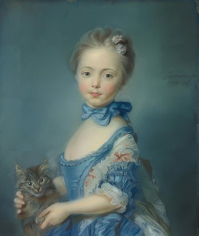 The Girl with a Cat by Jean Baptiste Perronneau