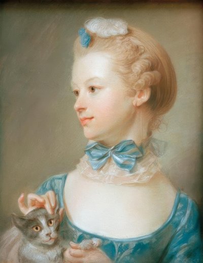 Girl with Cat by Jean Baptiste Perronneau