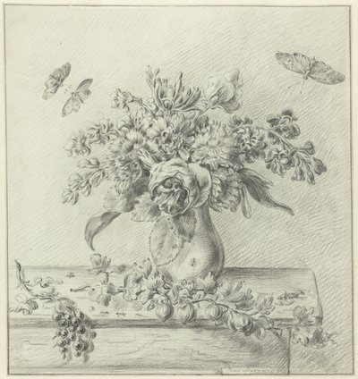 Still Life with Flower Arrangement, Fruits, and Insects by Jean Bernard