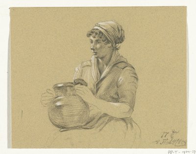 Seated Girl with a Large Jug by Jean Bernard