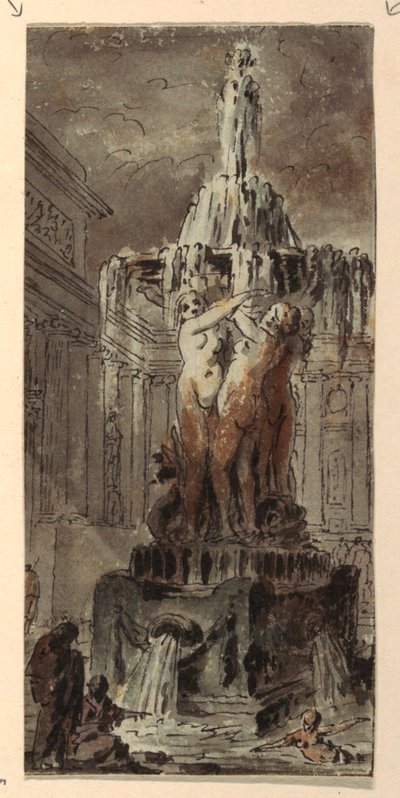 Architectural Fantasy with Fountain by Jean Charles Delafosse