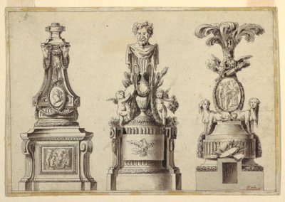 Designs for Three Pedestals by Jean Charles Delafosse