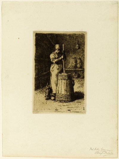 A Woman Churning by Jean Francois Millet