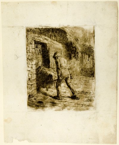 Peasant with a Wheelbarrow by Jean Francois Millet