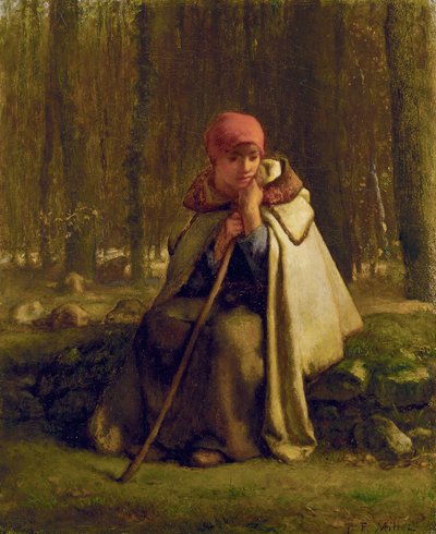 Seated Shepherdess by Jean Francois Millet