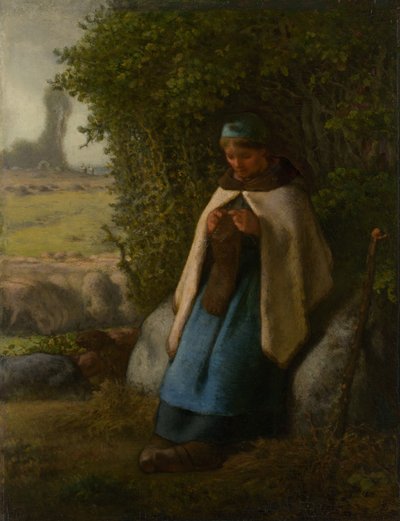 Shepherdess Seated on a Rock by Jean Francois Millet