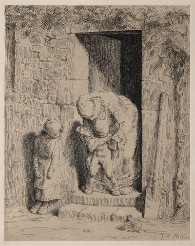 The Maternal Precaution by Jean Francois Millet