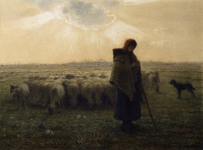 The Shepherdess and Her Flock, 1862-67 by Jean Francois Millet