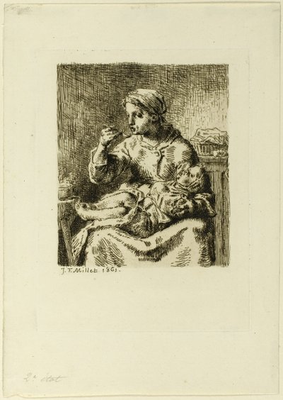 Woman Feeding Her Child by Jean Francois Millet
