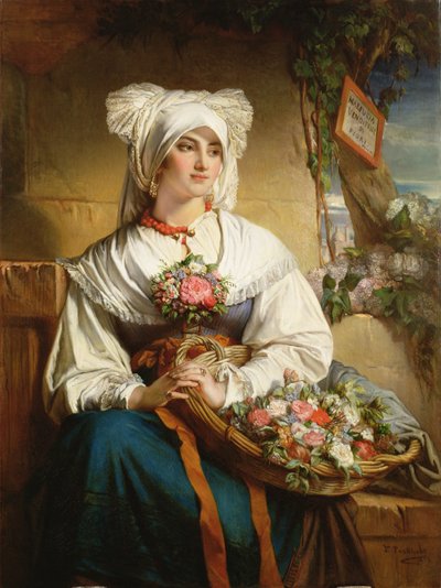A Trieste Flowergirl by Jean Francois Portaels