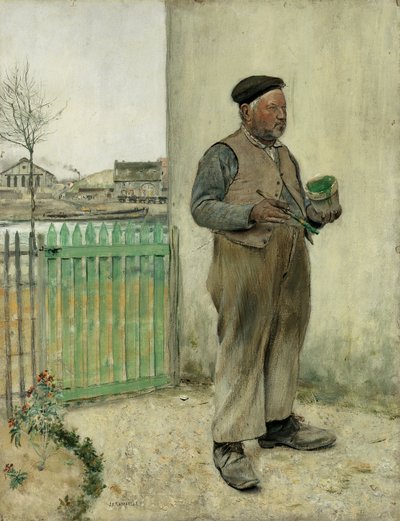 Man Having Just Painted His Fence by Jean Francois Raffaelli