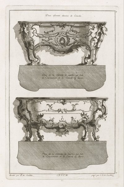 Two Different Designs of Commodes by Jean François Cuvilliés