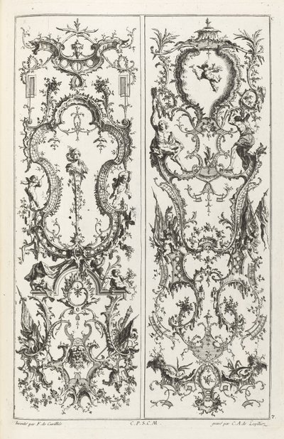 Two Panels with Grotesque Designs by Jean François Cuvilliés