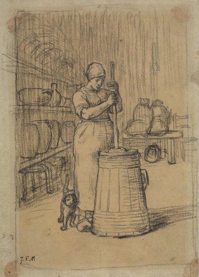 Study for Woman Churning Butter by Jean Francois Millet