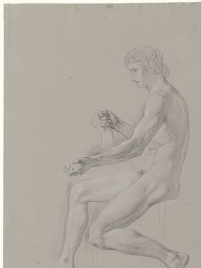 Seated Male Nude, Facing Left by Jean Grandjean