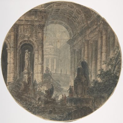 Architectural fantasy by Jean Henri Alexandre Pernet.