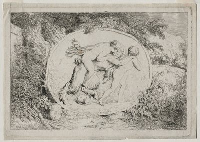 Bacchanales: Nymph Astride a Satyr by Jean Honore Fragonard