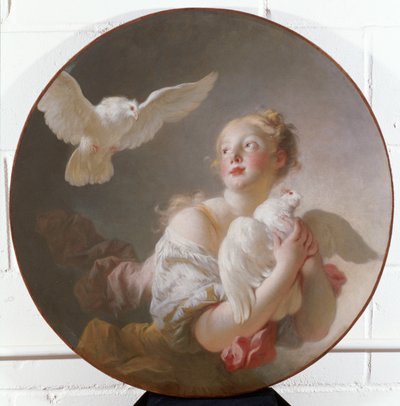Girl Holding a Dove by Jean Honore Fragonard