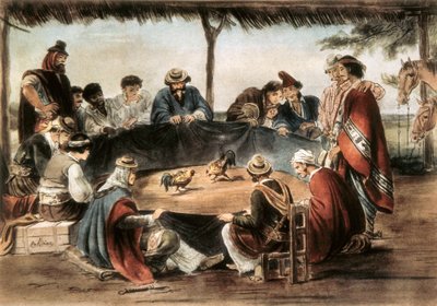 Cockfight in Argentina by Jean Leon Palliere