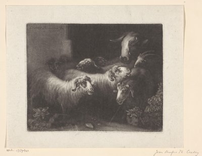 Flock of Sheep with a Cow by Jean Onufre Philippe Cretey