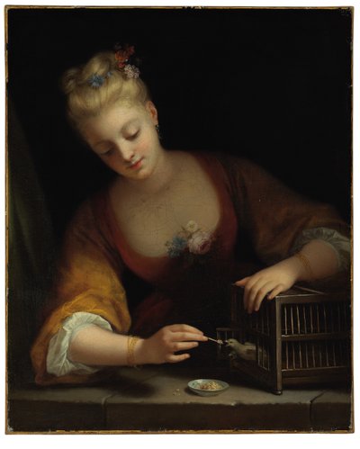 Young Girl Feeding Birds by Jean Raoux