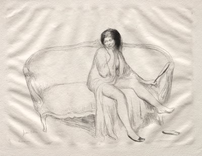 Nude Woman Seated on a Sofa by Jean Veber
