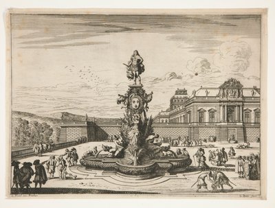 Fountain, with palace at right rear by Jean le Pautre