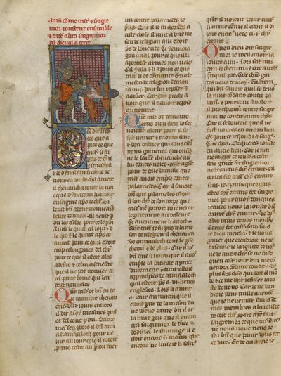 Tristan Unhorsing Sagremor by Jeanne de Montbaston