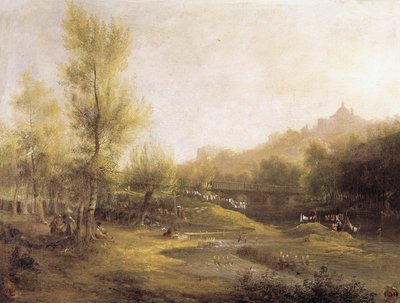 The washerwomen of Manzanares by Jenaro Pérez Villaamil