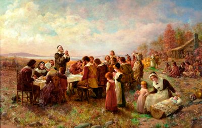 The First Thanksgiving at Plymouth, 1914 by Jennie Augusta Brownscombe